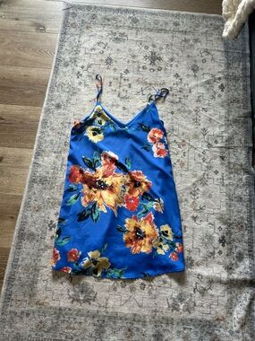 Lulu's Royal Blue Floral Slip Dress